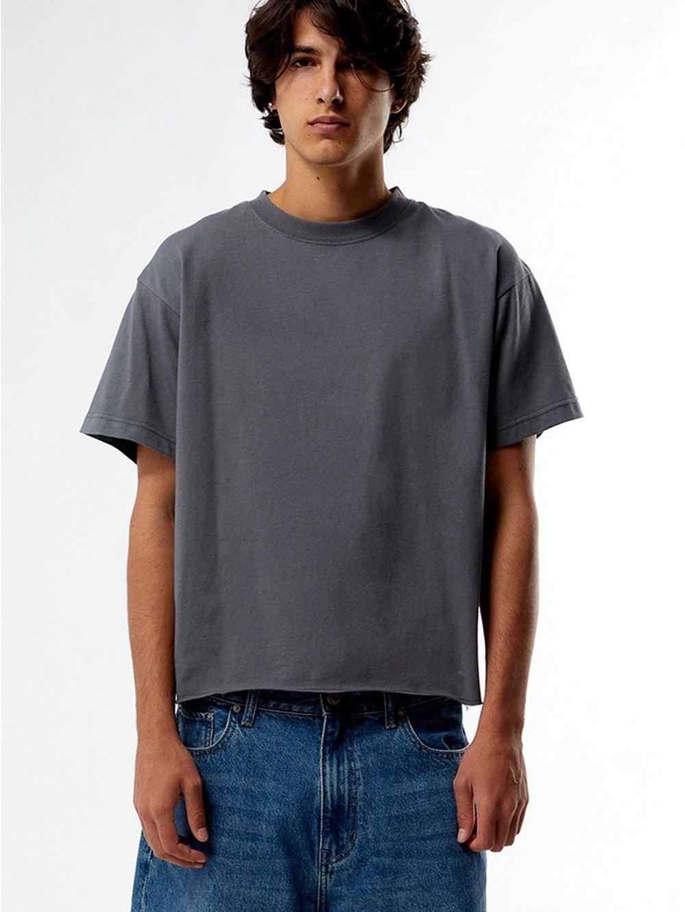 Medium Pacsun Gray Premium Cropped T-Shirt